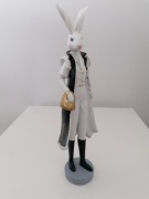 Figurka zając wielkanocny glamour królik z żywicy z torebką 38cm