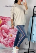 BLUZKA SWETER BASIC CLASSIC OVERSIZE BEŻ BEŻOWY