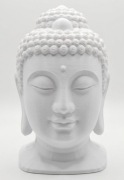 Figurka dekoracyjna indyjska Budda Głowa Buddy biała nowoczesna ozdoba