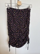 Laurella Czarna spódnica mini w kwiaty z marszczeniem S 36