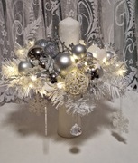 Stroik bożonarodzeniowy,  świecznik,  lampki
