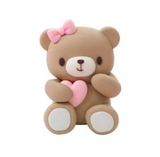 Figurka Miś z sercem różowa dekoracja 1szt. - na tort urodzinowy 7 cm