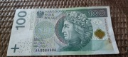 Sprzedam banknot o nominale 100 zł, seria AA,