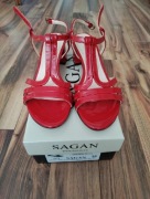Czerwone sandały SAGAN 36. Skóra naturalna lakierowana 