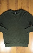 Sweter H&M r. M zielony bawełna akryl męski okrągły dekolt 