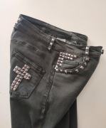jeansy khaki krzyż ćwieki nity punk rock goth alternativ emo roz.XS/S