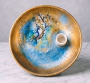 Talerz ceramika: Ręcznie Malowany Paw Unikat rękodzielniczy patynowany