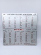 Metalowy kalendarz COSMOREX 1982-1987