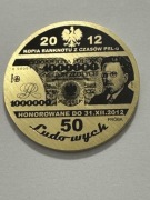 PRL. Banknot. PRÓBA. Moneta kolekcjonerska fi 38 mm. Gyges