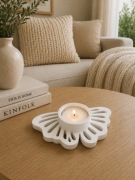 Świecznik liść na tealight | dekoracja BOHO gips polimerowy