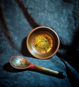 Drewniana miska + chochla ręcznie malowana folk vintage