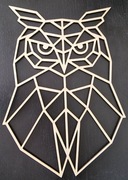 Drewniana geometryczna ozdoba głowa sowa