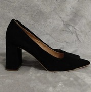 Czarne zamszowe buty na słupku Ryłko 41