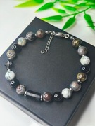 Bransoletka męska z krzyżykiem - czarny turmalin, jaspis smocza krew ...