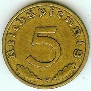5 REICHSPFENNIG 1937 F - bardzo ładny stan !!!