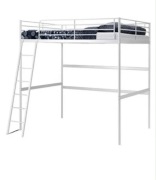 Łóżko podwójne na antresoli 140cm białe metalowe IKEA