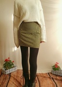 Spódniczka Mini w Kratę Żółta Heartbreak S 36