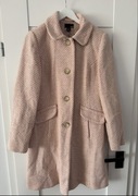 h&m różowy jasnoróżowy płaszcz w pepitkę wełna acetat