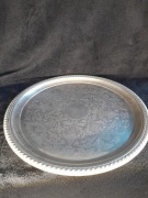 Duża okrągła taca patera zdobiona PRL