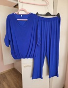 Modny niebieski komplet 46 3xl kobaltowy