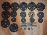 Hantle żeliwne strong Hop-Sport 2x30kg z rękawiczkami