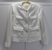 MANGO żakiet kremowy ecru wełna bawełna XXL 44