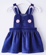 Granatowa sztruksowa sukienka ogrodniczka F&F 62/68