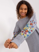 Szara sukienka dresowa z haftem RUE PARIS