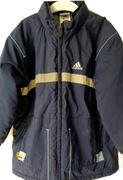 Adidas zimowa pikowana ciepła kurtka 104 110 z kapturem granat sport