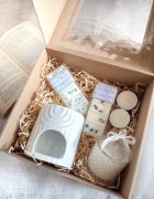 Zestaw prezent woski sojowe, świeca sojowa w cukiernicy, kominek, tealights