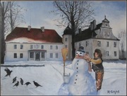 Zima. Pałac w Charbrowie,