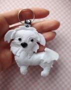 Maltańczyk,Maltanase mana - pies rasowy - brelok, breloczek , rękodzieło