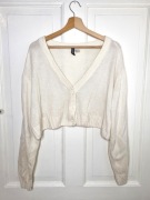 Kremowy/biały sweter kardigan crop top oversize H&M