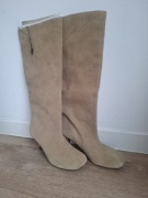 Reserved kozaki zamszowe beżowe do kolan nowe z metką 39 25,5