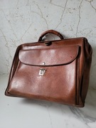 Skórzana Brązowa Torba na laptopa Teczka Vintage Aktówka Neseser 