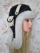 Czapka pilotka skórzana unisex 