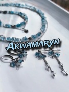 Komplet biżuterii - akwamaryn, stal chirurgiczna 