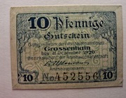 notgeld Grossenhain (Osiek Wielki), pieniądz zastępczy, 10 Pf, 1920