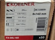 Koelner kołek wbijany szybkiego montażu 8x160mm bez kołnierza FX-L 50szt