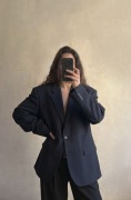 Navy blazer 100% wool København style granatowa marynarka welna oversize