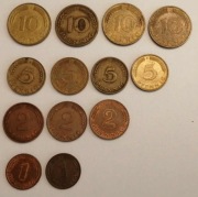 zestaw Niemcy RFN 4x10,4x5,3x,2x,1 Pfennig 1949-1990 Mennica Hamburg n61