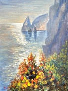 Poranny blask morza, akryl, tekturze, 32*24 cm