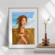 Plakat dziewczyna w naturze, grafika na ścianę A4