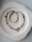 Naszyjnik choker zawieszka stal chirurgiczna żółty jadeit