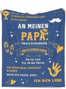 Koc pluszowy narzuta prezent na dzień ojca 150x130cm napis j. niemieckim