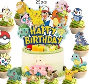 Topper główny + 12 małych – Pokemon – dekoracje na tort
