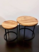 STOLIKI KAWOWE 2W1 LOFT LITE DREWNO DĘBOWE METAL