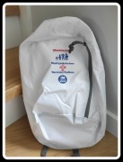 Nowy biały plecak gadżet Mazowsze Międzypokoleniowe Warsztaty Radiowe