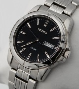Seiko Solar V168-0AD0 37mm stal męski czarny tarcza Japan