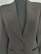 Czarno-szara klasyczna marynarka żakiet paski prążki jednorzędowa r 12